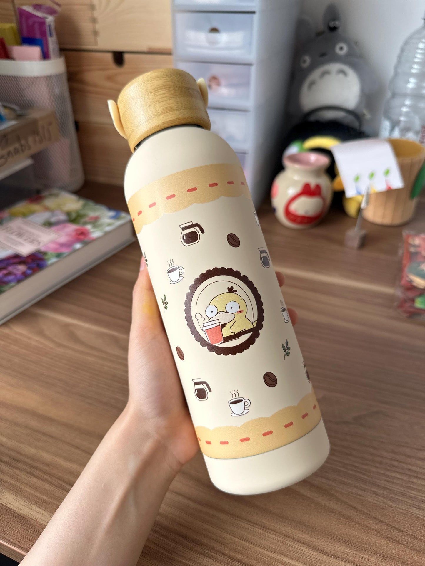 Cute Café Psyduck Insulated Water Bottle