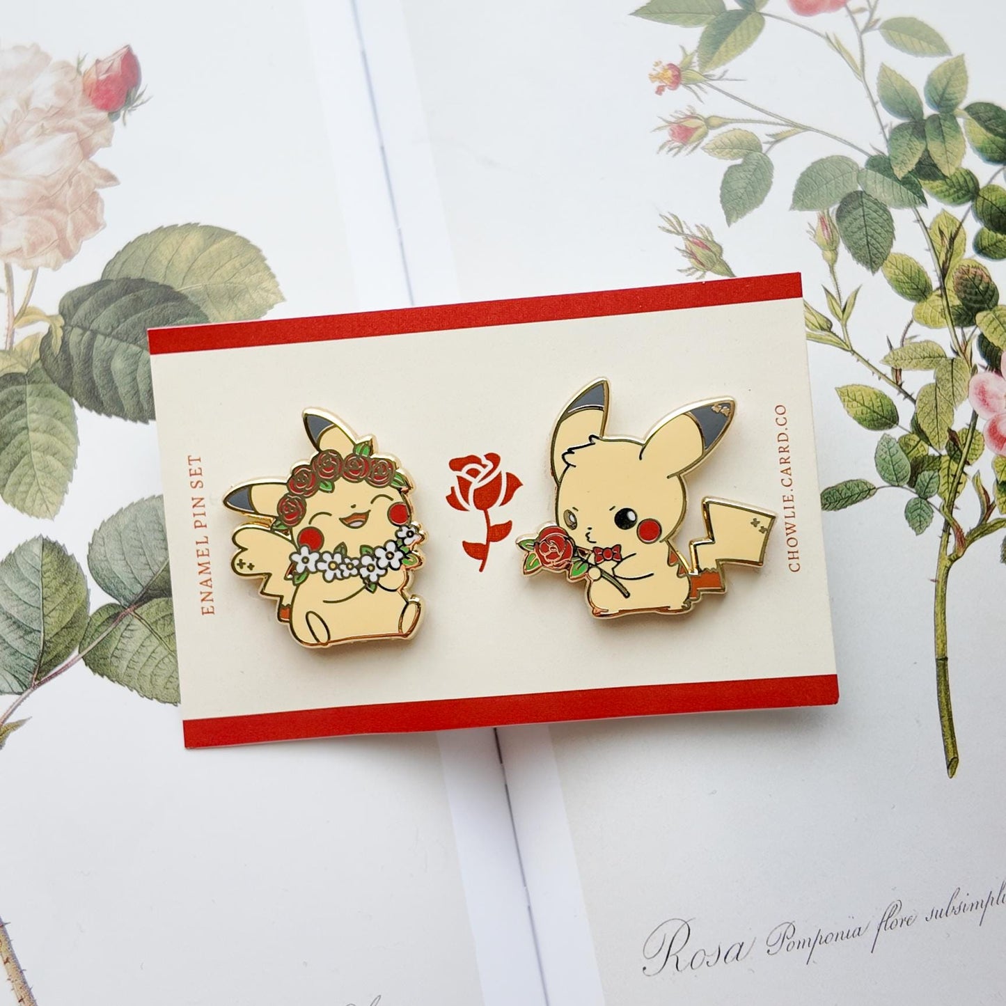 Pikachu Rose Enamel Pin Set