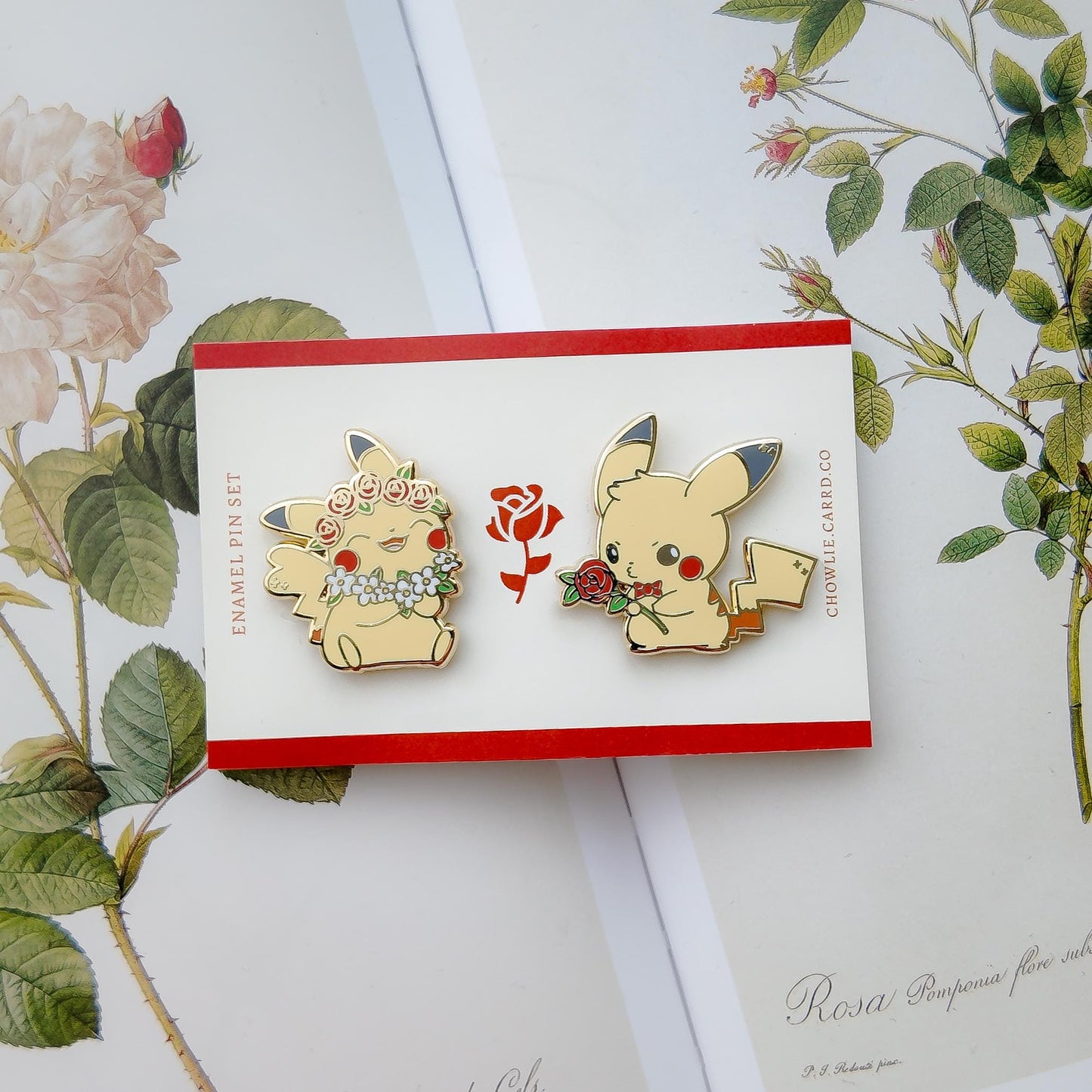 Pikachu Rose Enamel Pin Set