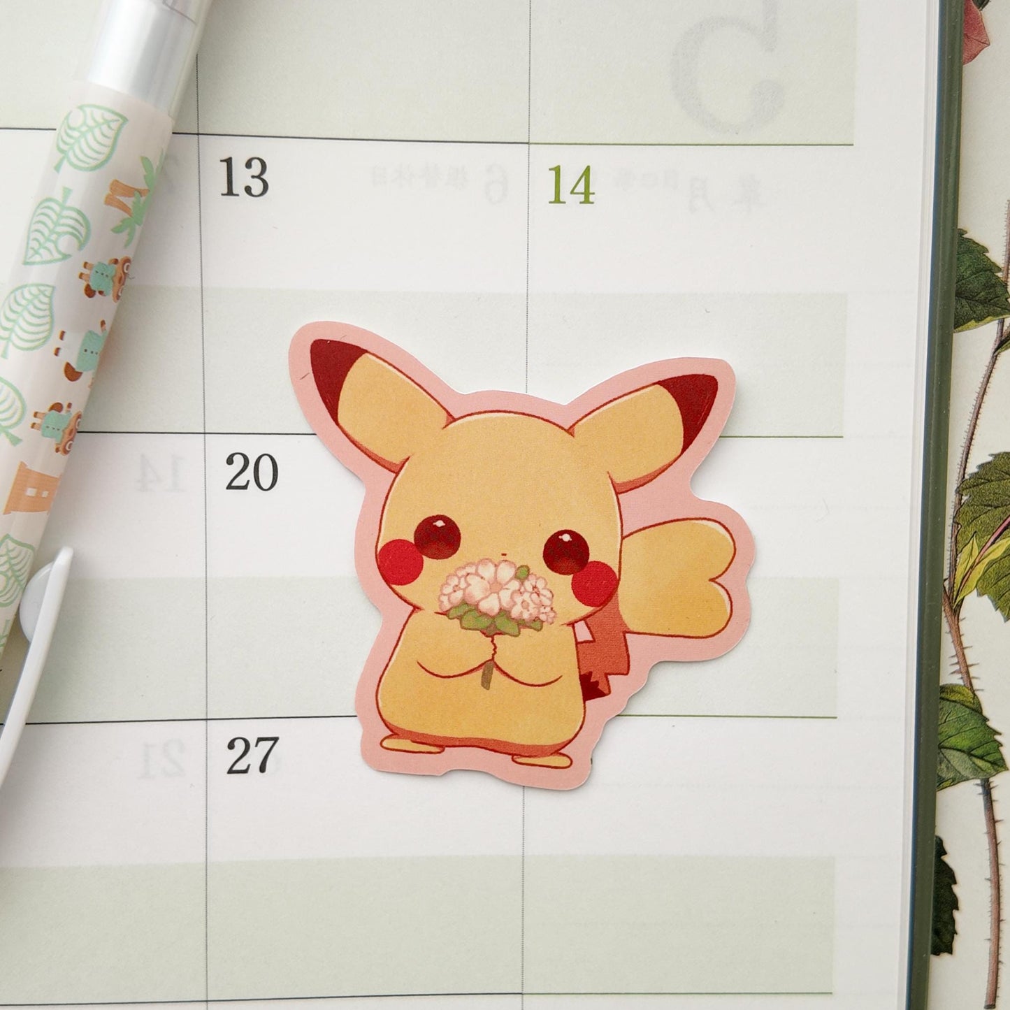 Pikachu Flower Matte Vinyl Sticker