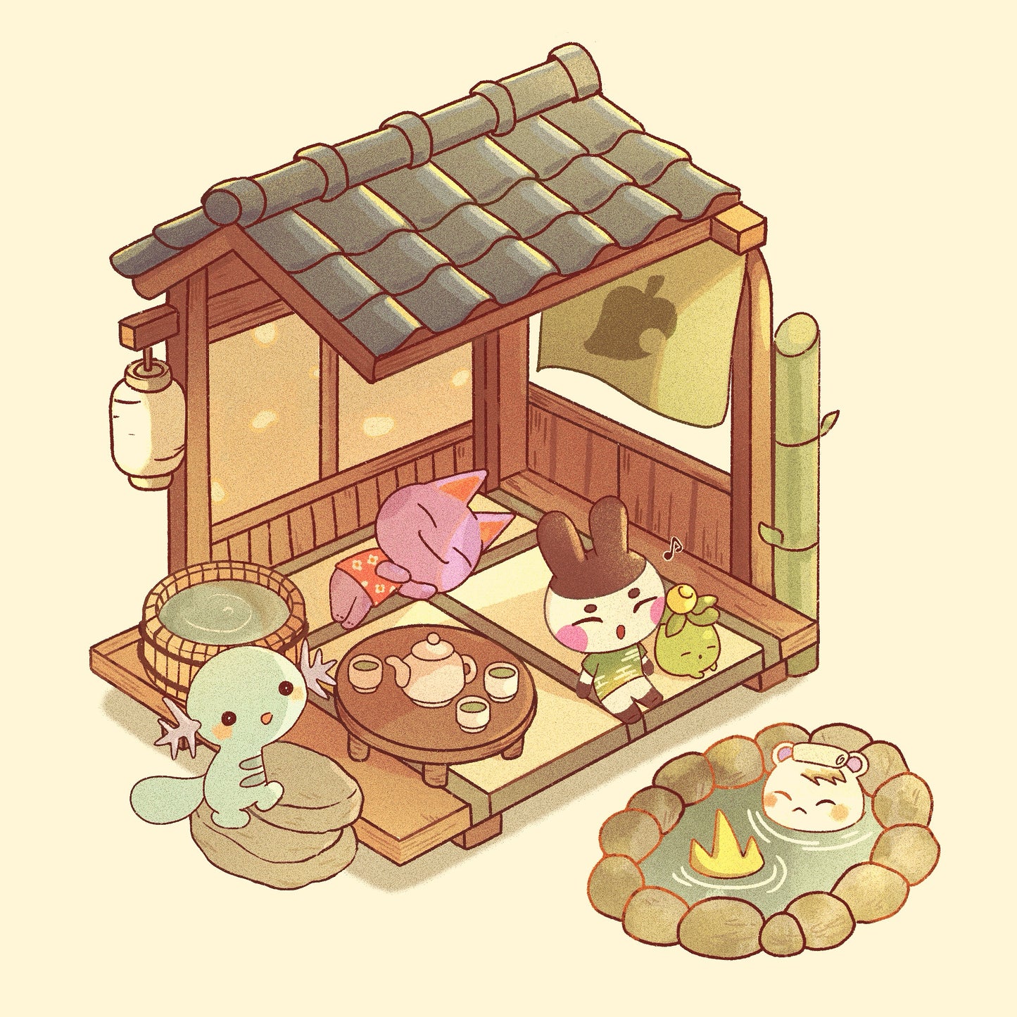 AC x Poke Onsen Art Print