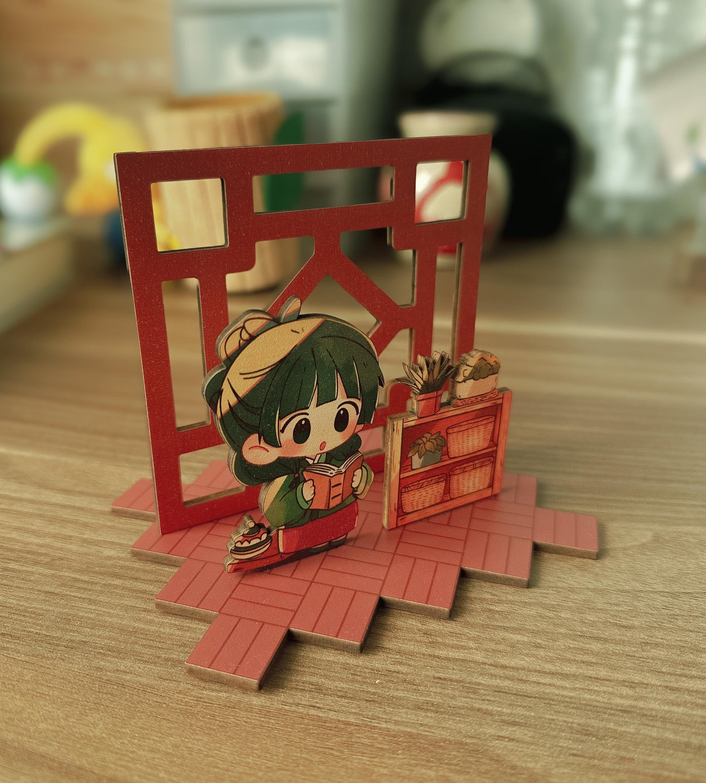 Maomao Handmade Wooden Diorama Standee with Note Holder