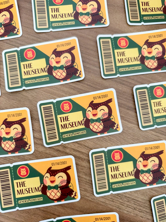 Museum Ticket Vinyl Sticker - Animal Crossing Inspired
