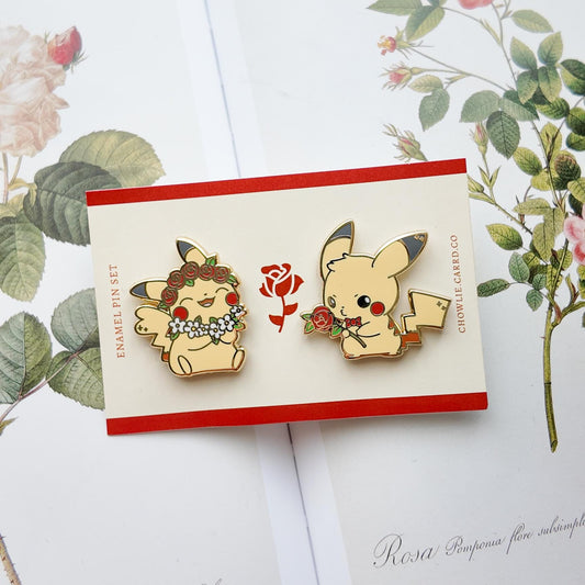 Pikachu Rose Enamel Pin Set