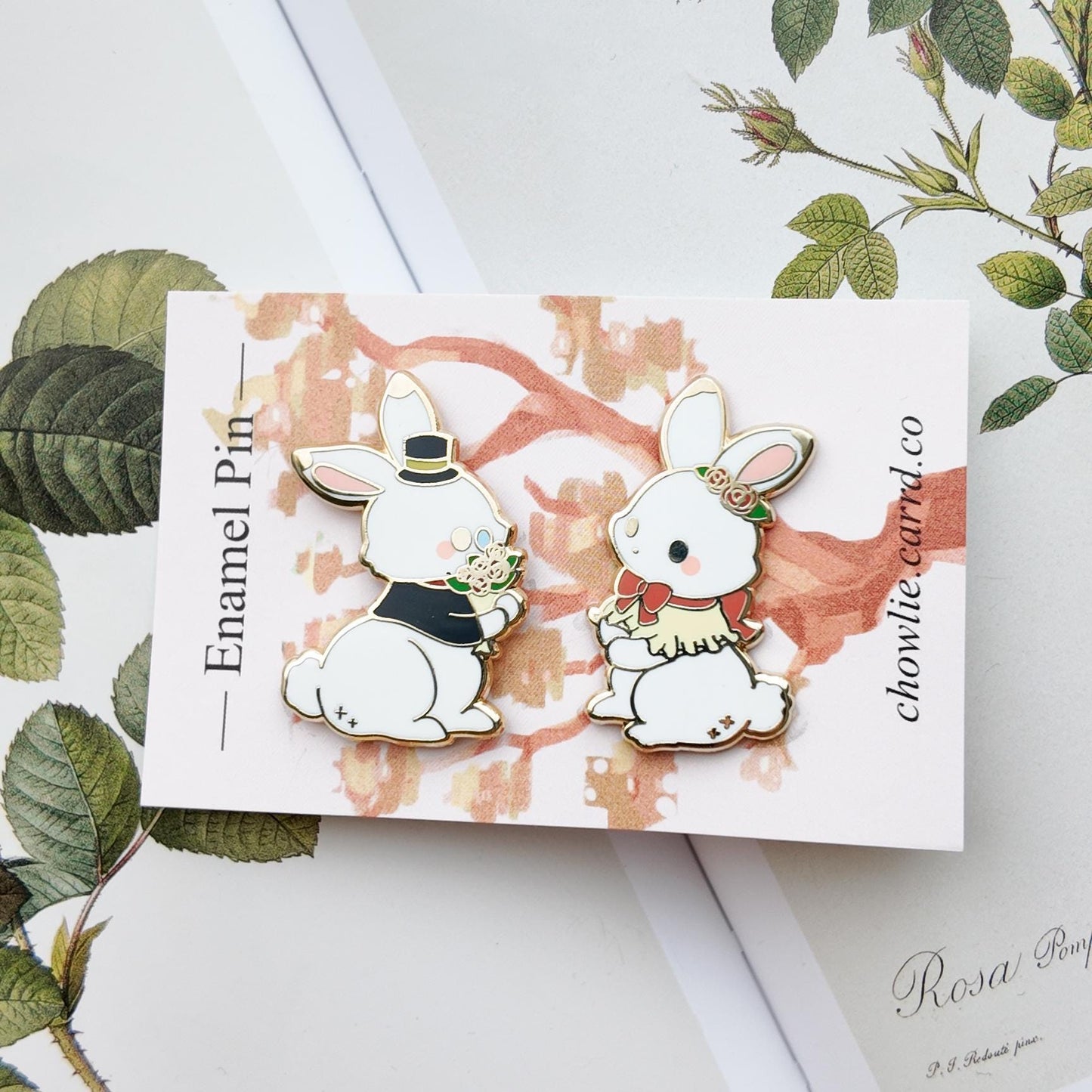 Vintage Rabbit Enamel Pin Set
